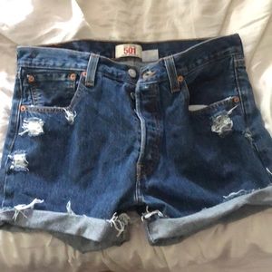 Levi's 501 High Rise Distressed Denim Cutoff Short